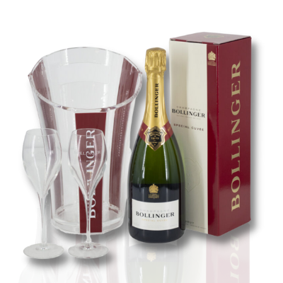 Bollinger champagne special cuvee met cooler en twee glazen en giftbox