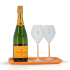 Veuve Clicquot Brut mit Tablett und 2 Gläser