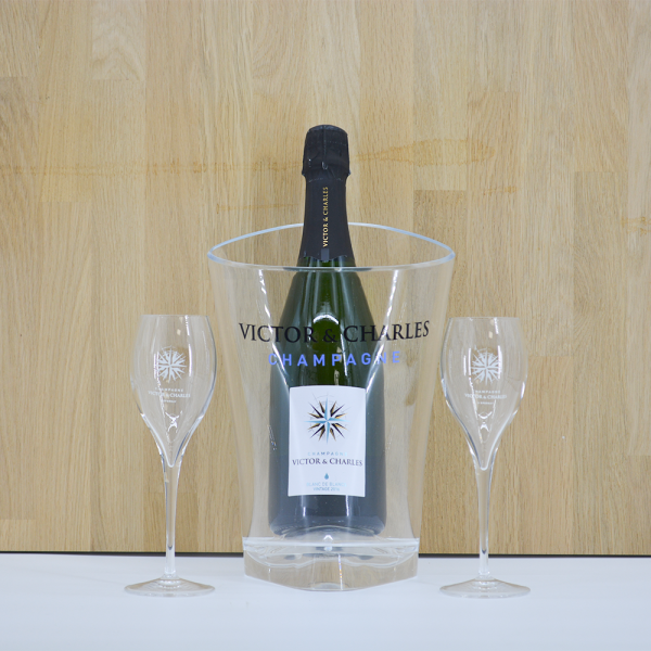 Victor & Charles Blanc de Blancs Vintage 2016 mit Cooler und 2 Gläser