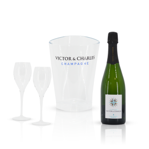Victor & Charles Blanc de Blancs Vintage 2016 mit Cooler und 2 Gläser